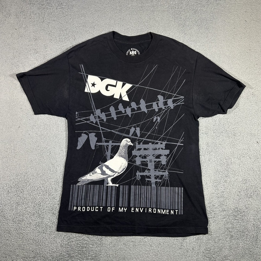 The Kayo Corp DGK Graphic Black Tee Pigeon Skateboard Mens Large #4021